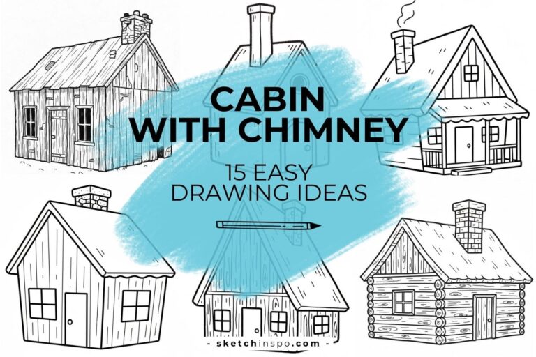 Easy Cabin With Chimney Drawing Ideas