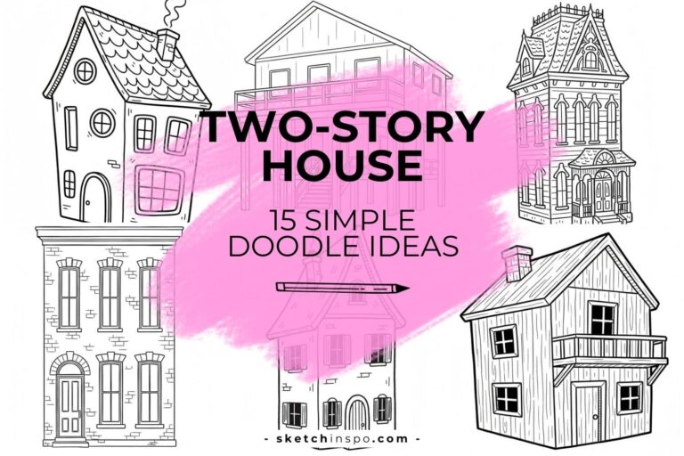 Simple Two-Story House Doodles