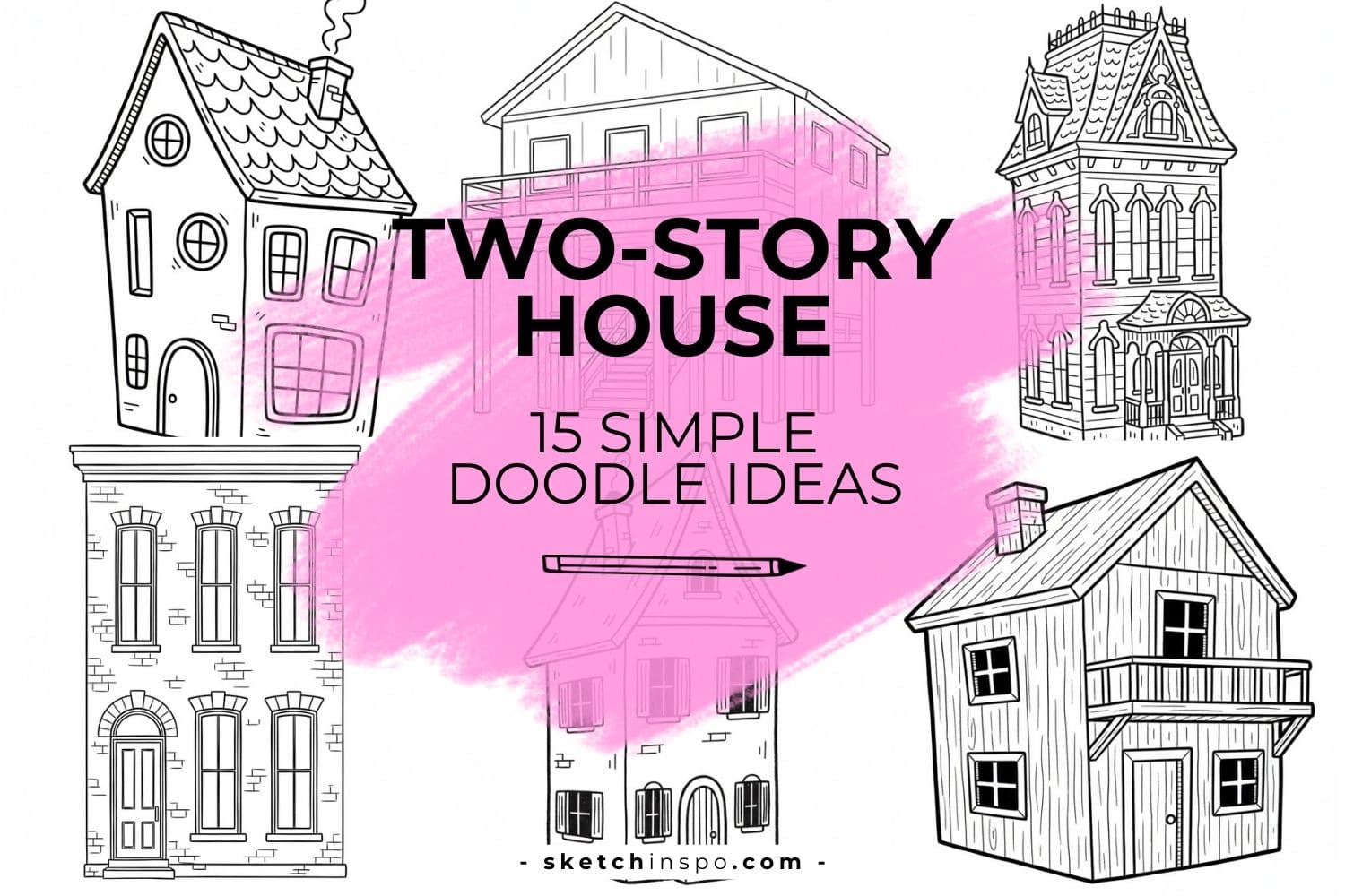 Simple Two-Story House Doodles