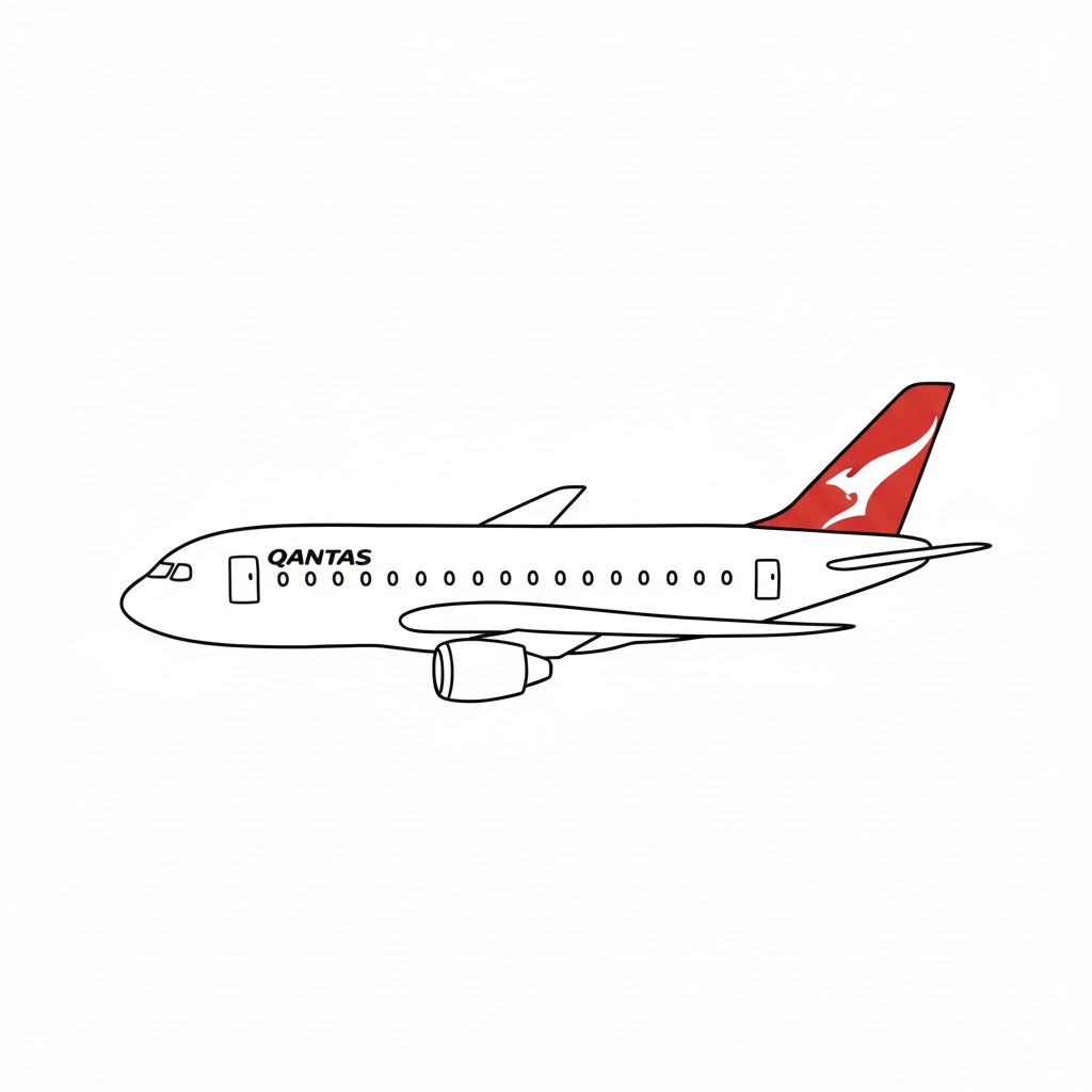 Qantas Style Jet with Iconic Tail