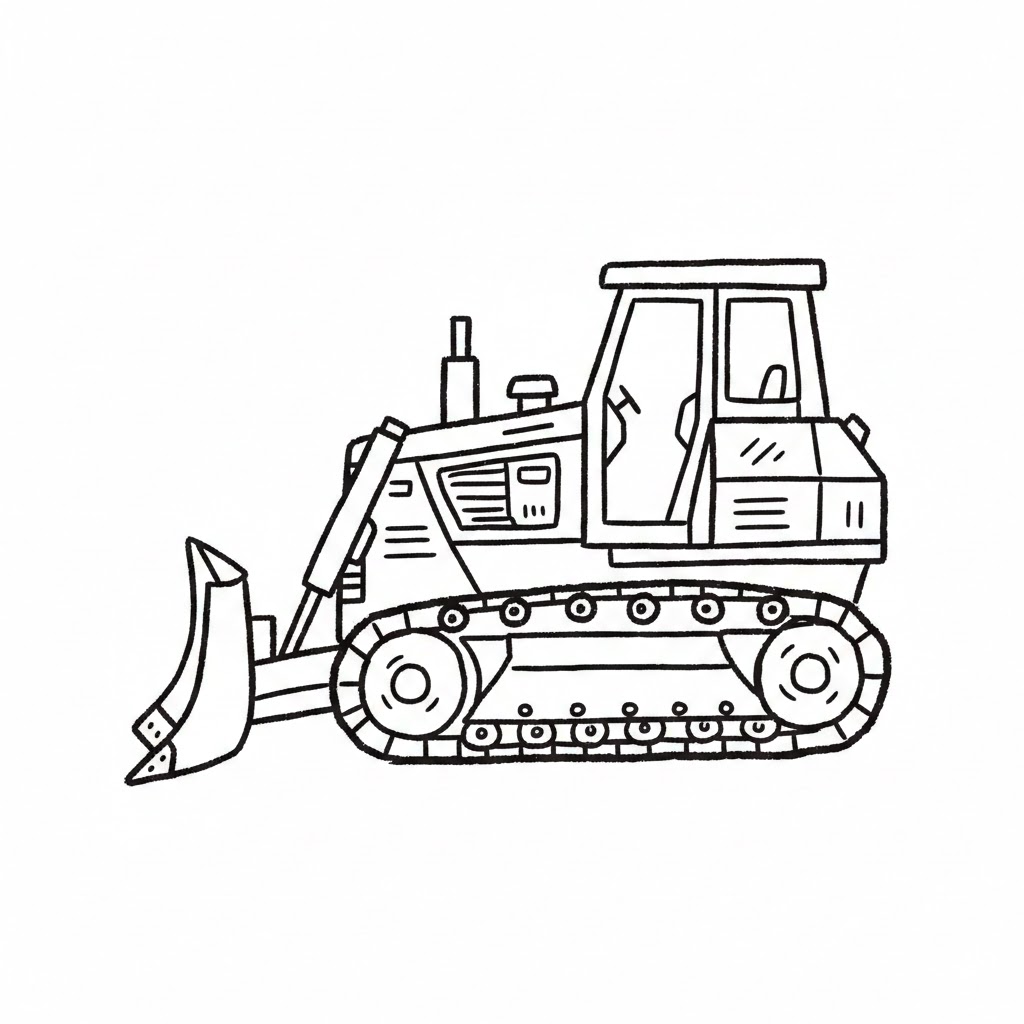Simple Bulldozer Doodle drawing idea