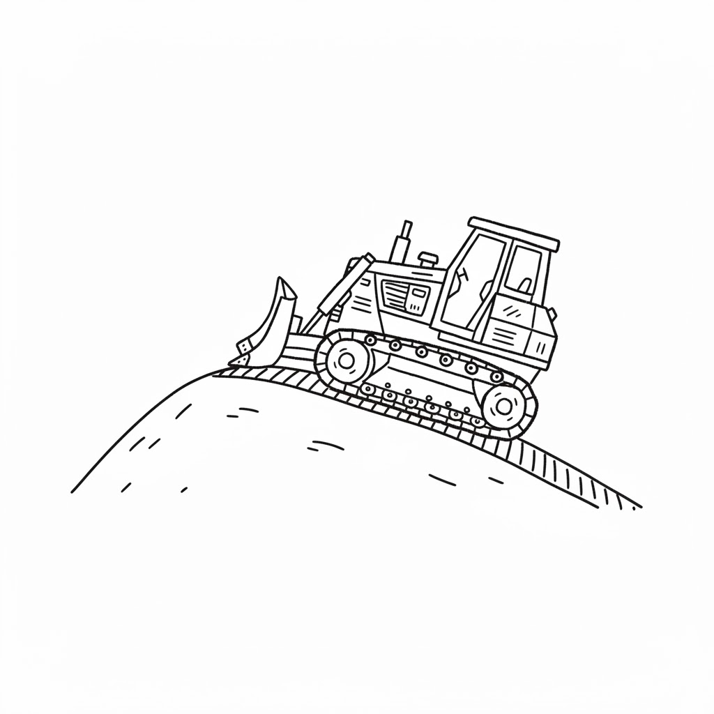 Bulldozer Climbing a Small Hill drawing idea