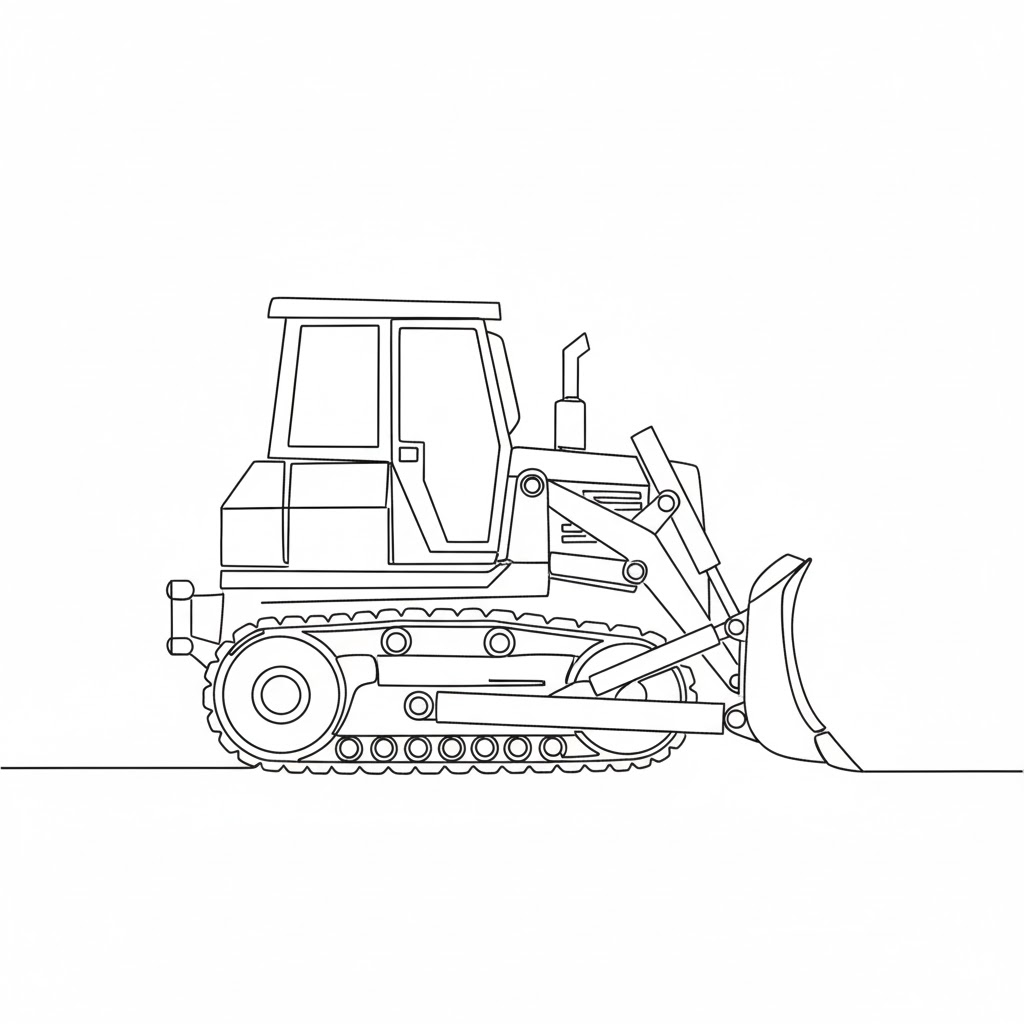 Heavy-Duty Bulldozer With Cabin Windows drawing idea