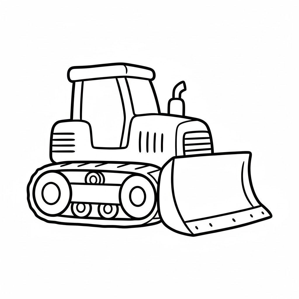 Cartoon Bulldozer With Rounded Shapes drawing idea