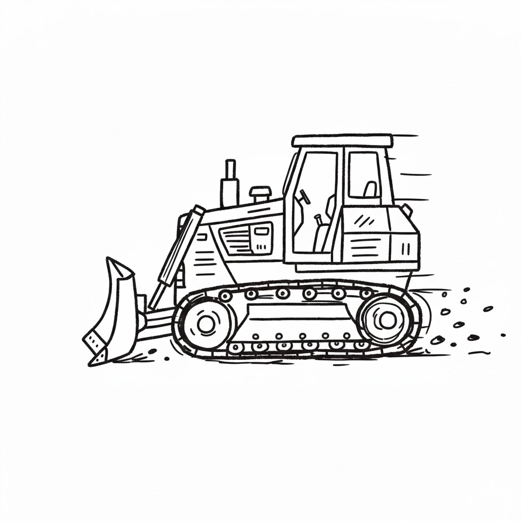 Tracked Bulldozer In Motion drawing idea