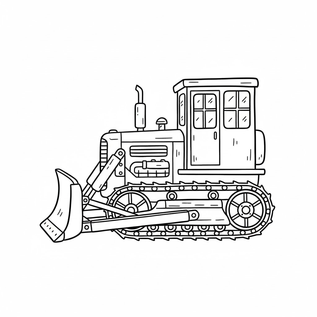 Vintage Bulldozer With Metal Tracks drawing idea