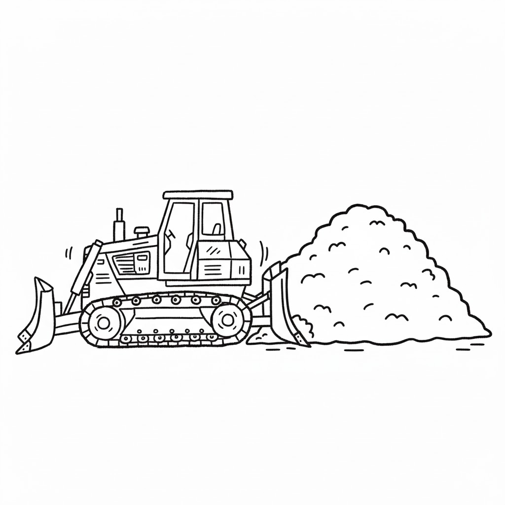 Bulldozer Pushing Dirt drawing idea