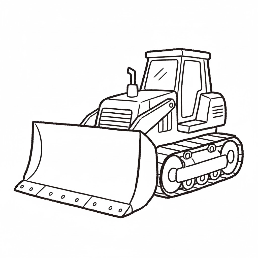 Cute Simplified Bulldozer With Oversized Blade drawing idea