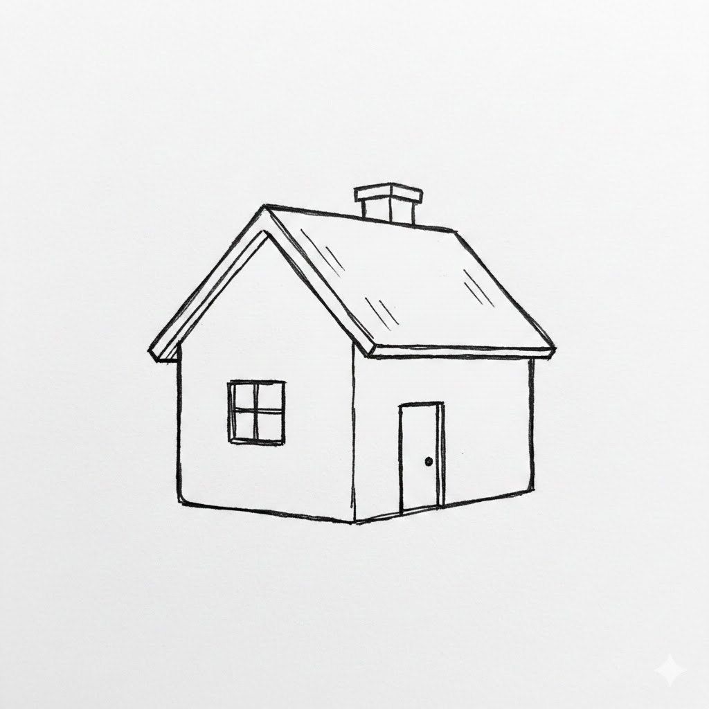 Simple Small Cabin Doodle With Chimney