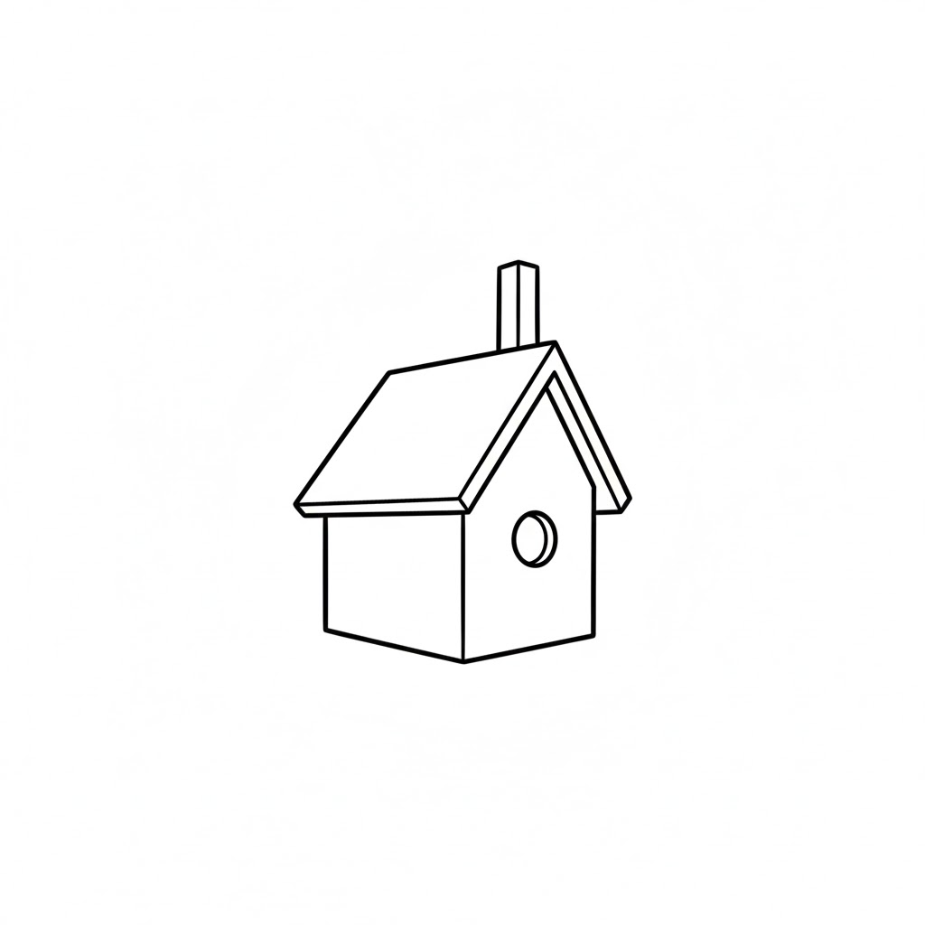 Tiny Square Cabin With a Tall Chimney drawing idea