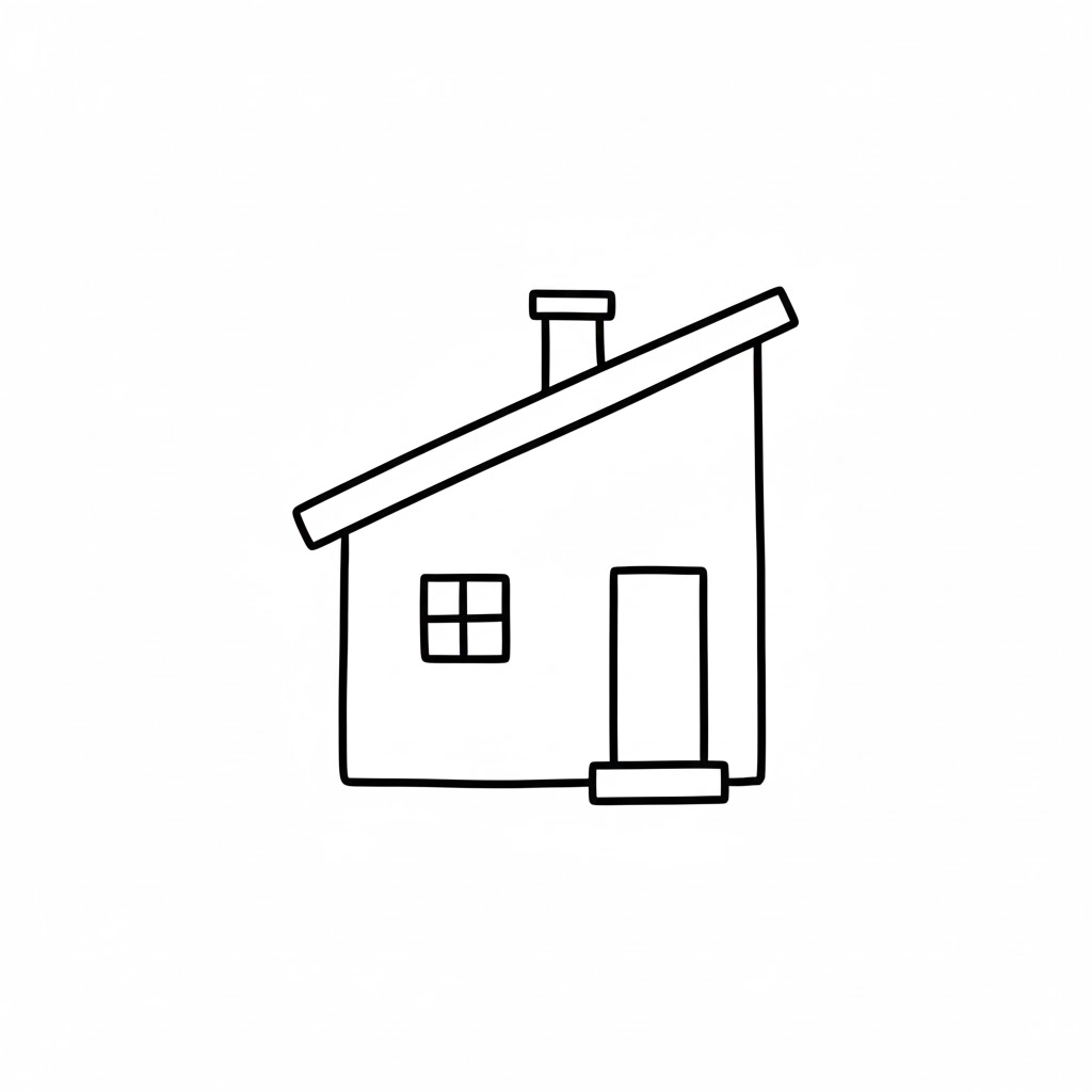 Side-View Cabin With Slanted Roof drawing idea