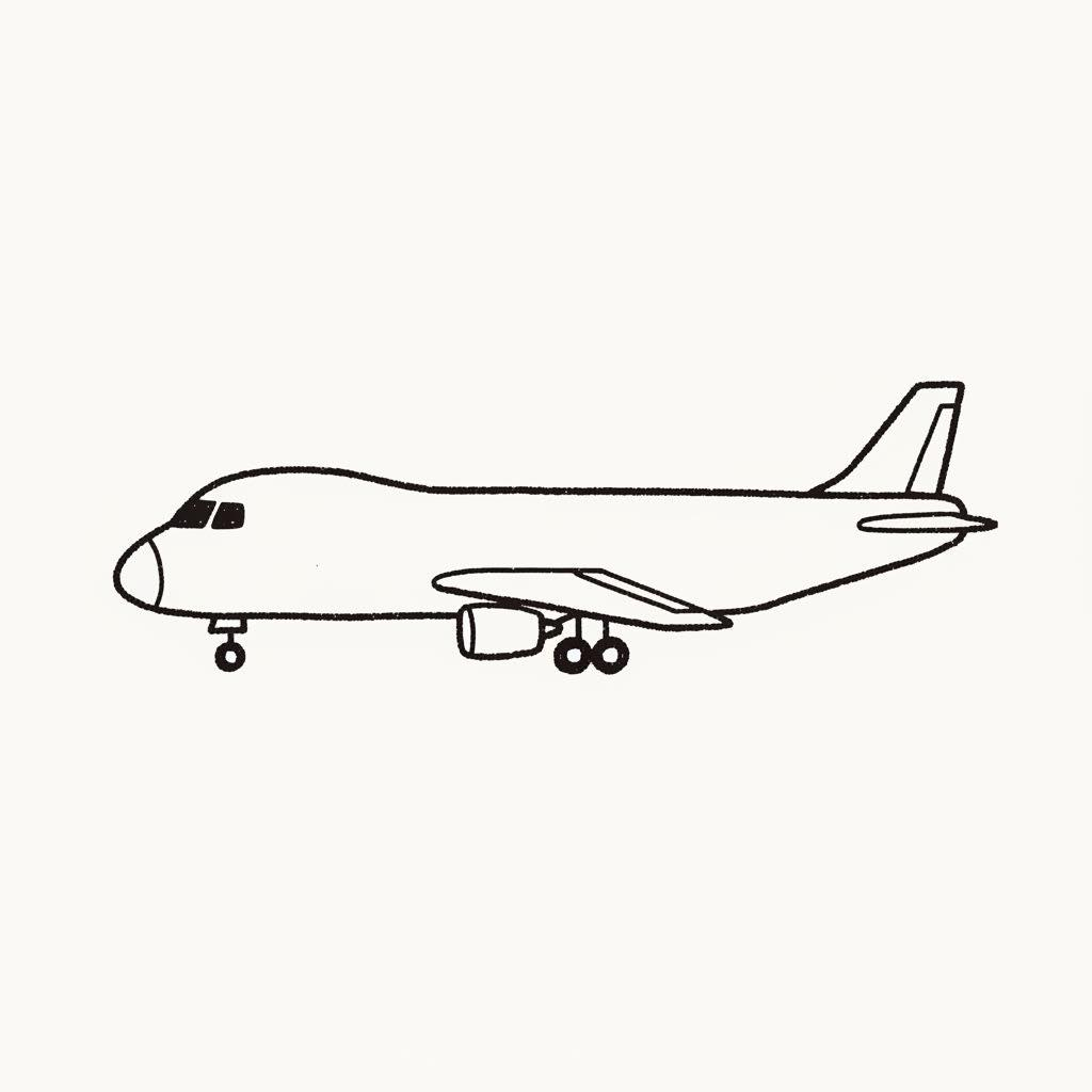Simple Side-View Cargo Plane Doodle drawing idea