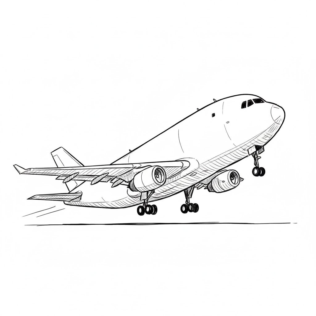 Cargo Plane Taking Off drawing idea