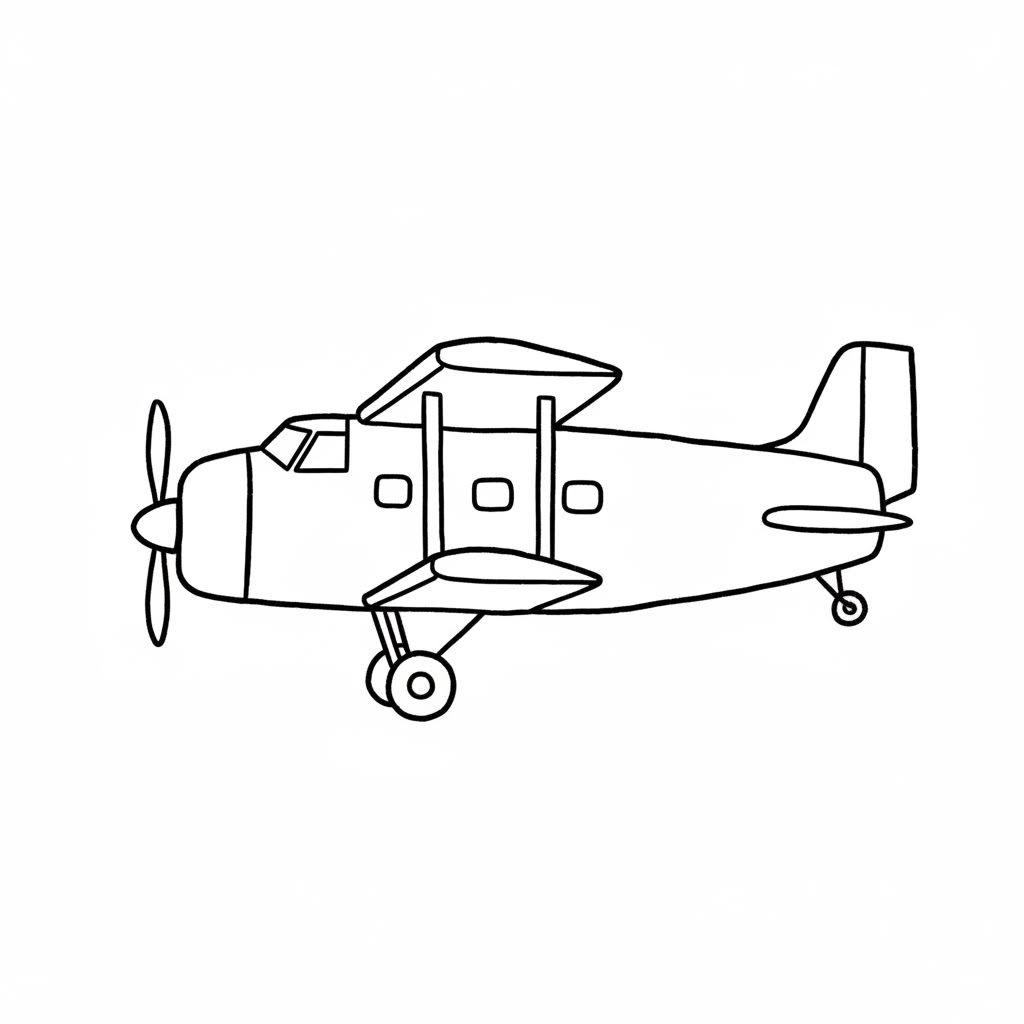 Cargo Biplane Side-View Doodle