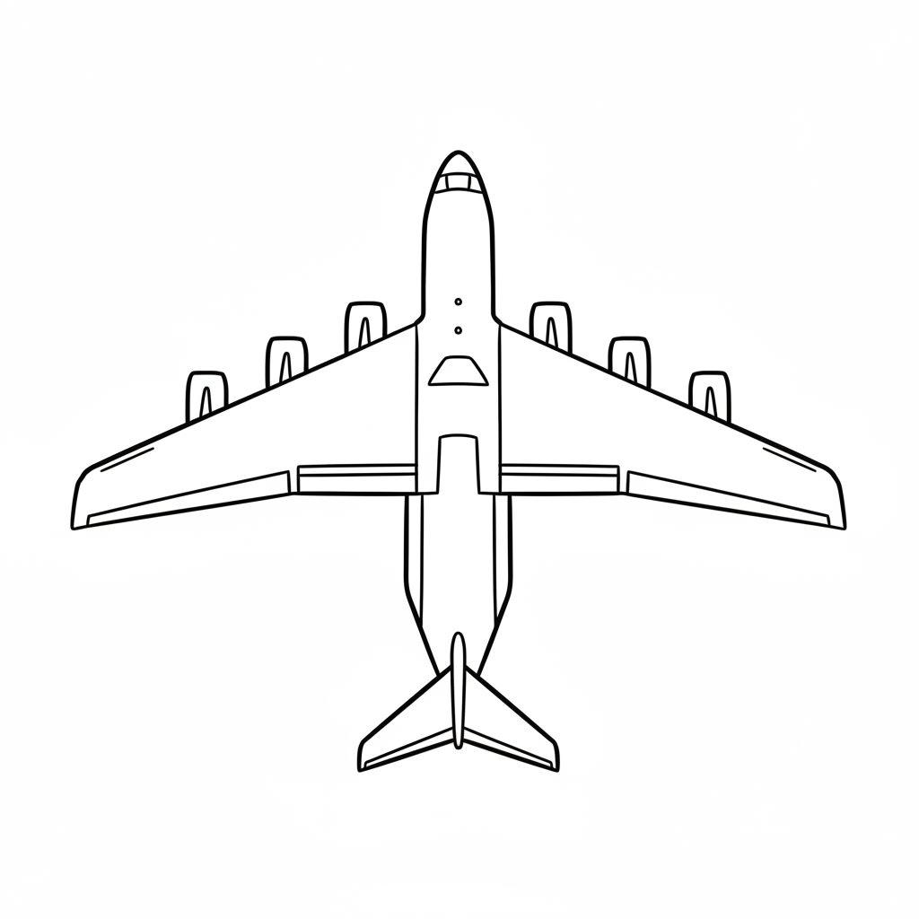 Oversized Six-Engine Top-View Cargo Jet