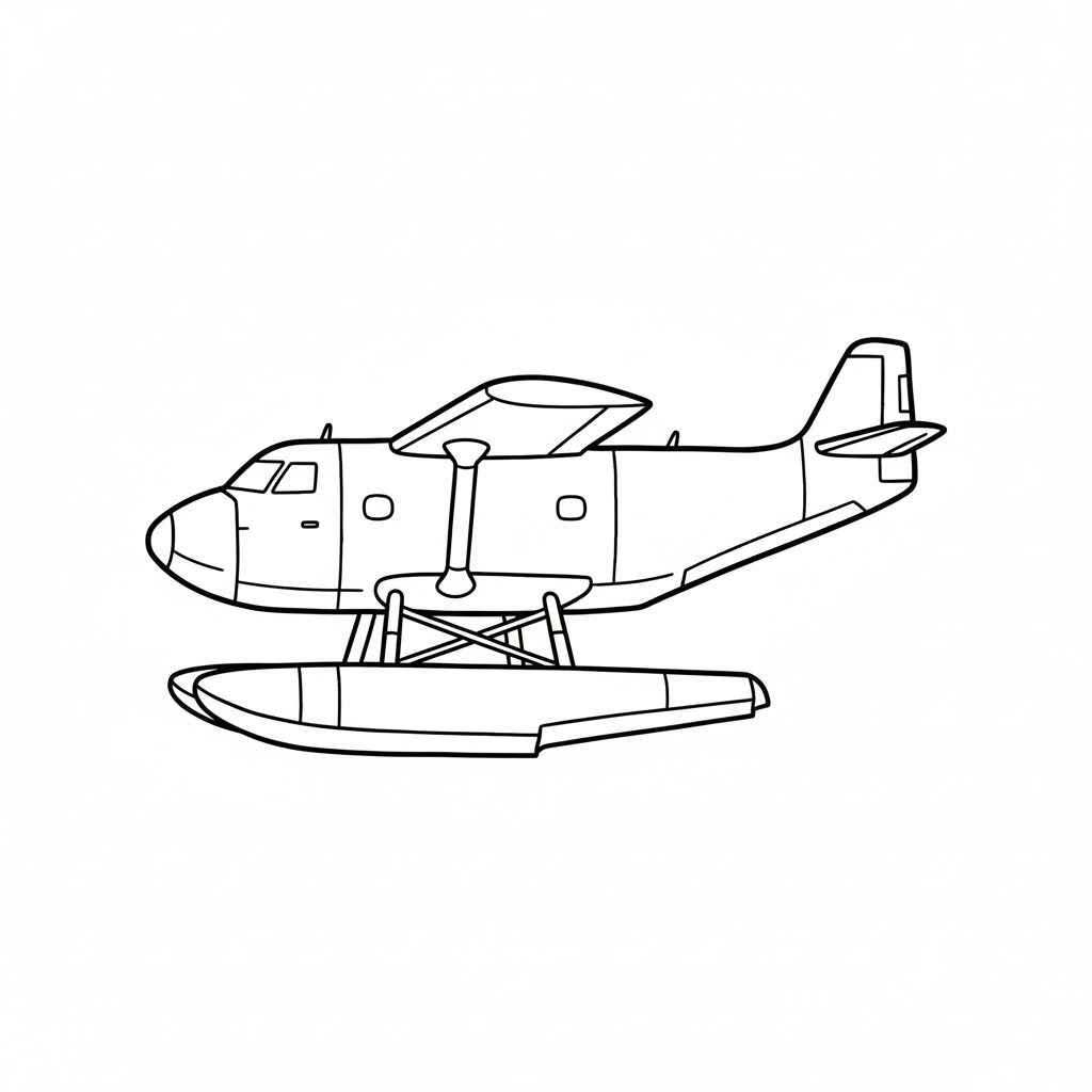 Cargo Seaplane with Pontoons drawing idea