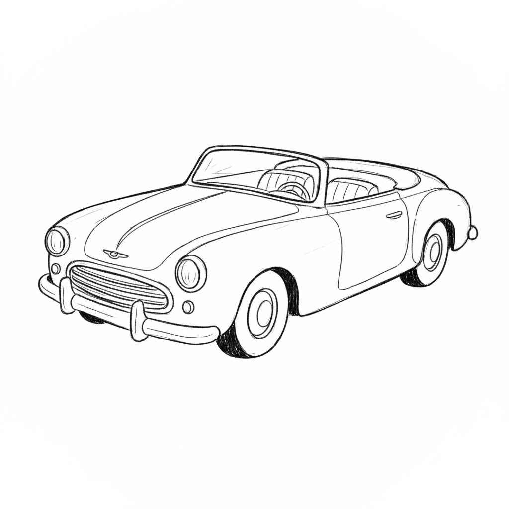 Rounded Retro Convertible — Three-Quarter Front