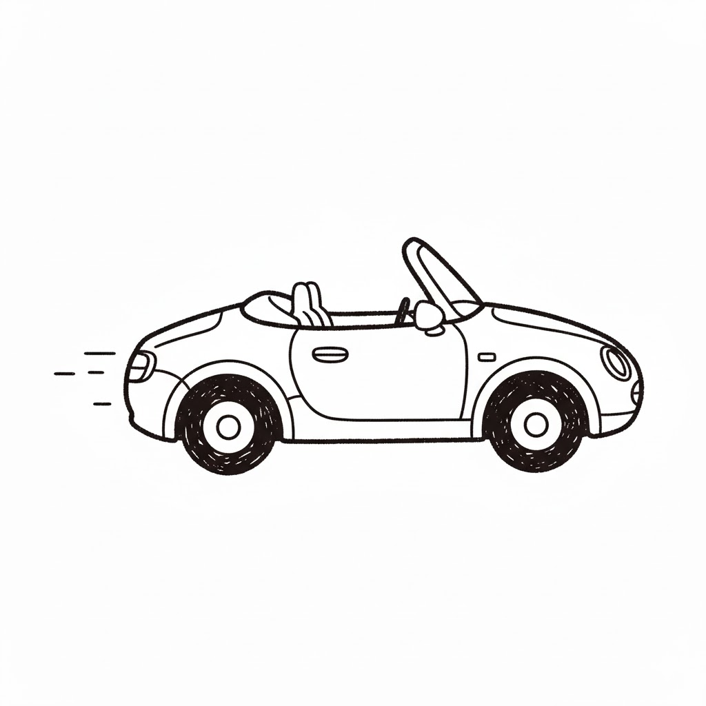 Side Profile — The Cartoon Version Convertible Car