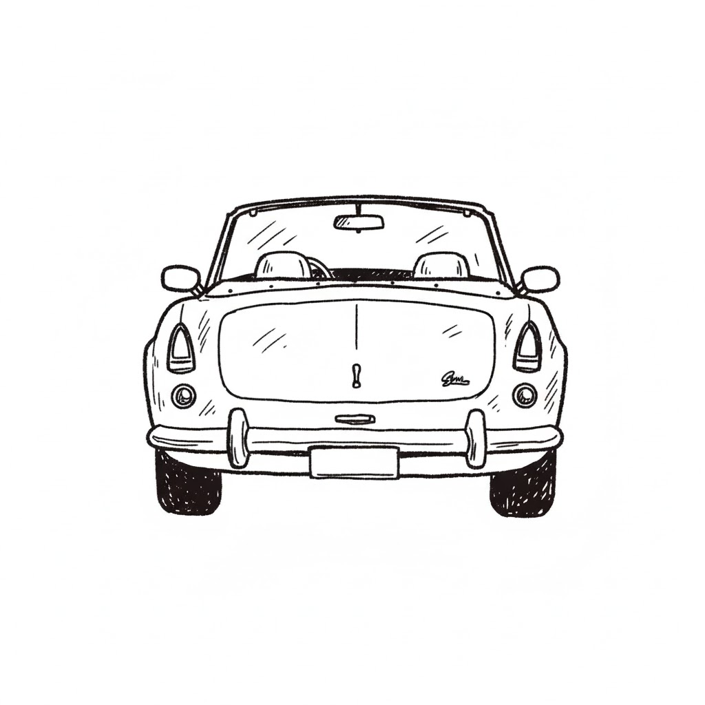 Rear View Classic Style Convertible Car