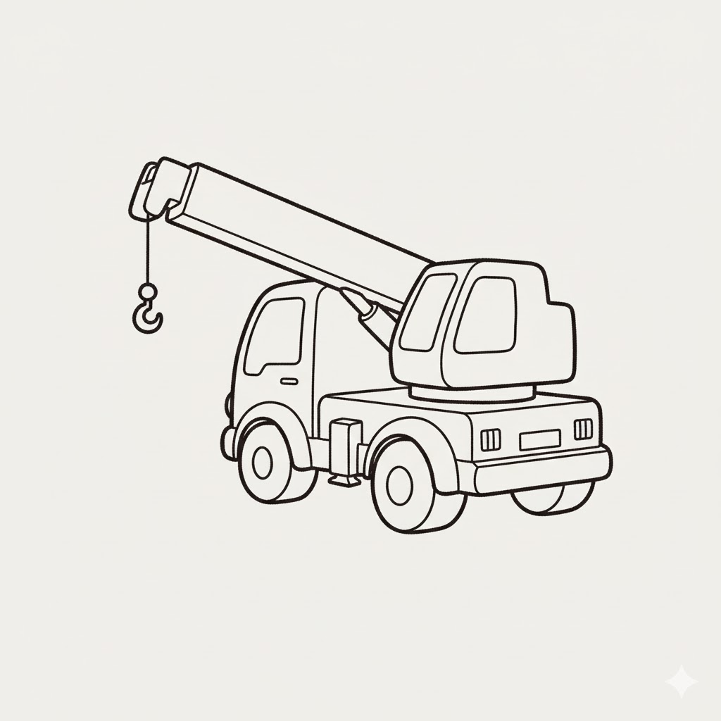 Toy-Style Crane with Long Telescopic Boom drawing idea