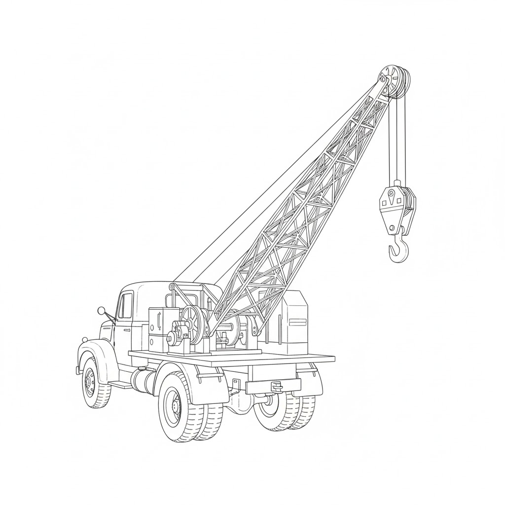 Vintage Crane Truck drawing idea