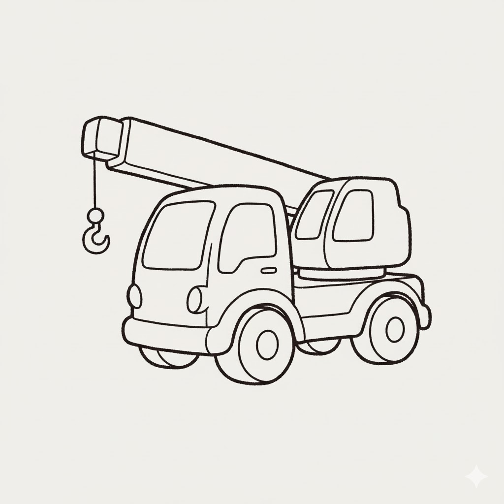 Simple Toy-Style Crane Truck drawing idea