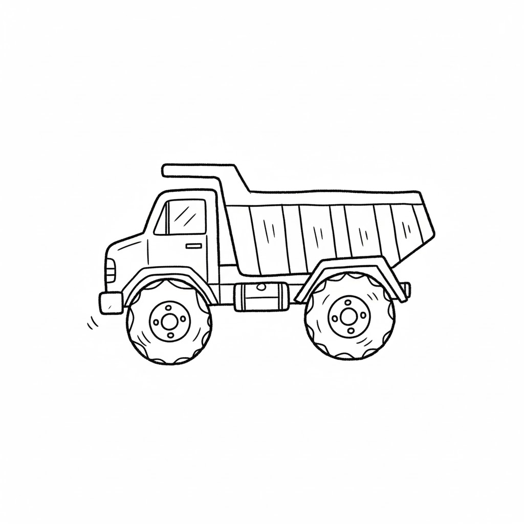 Dump Truck With Tilted Wheels drawing idea