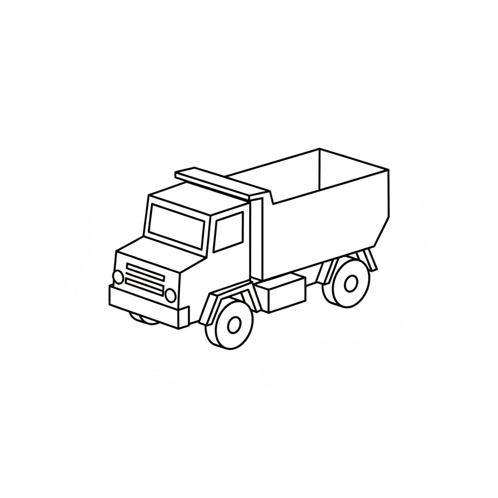 Three-Quarter View Dump Truck drawing idea