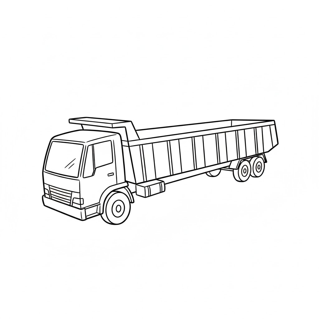 Tilted Cab With Long Cargo Bed drawing idea