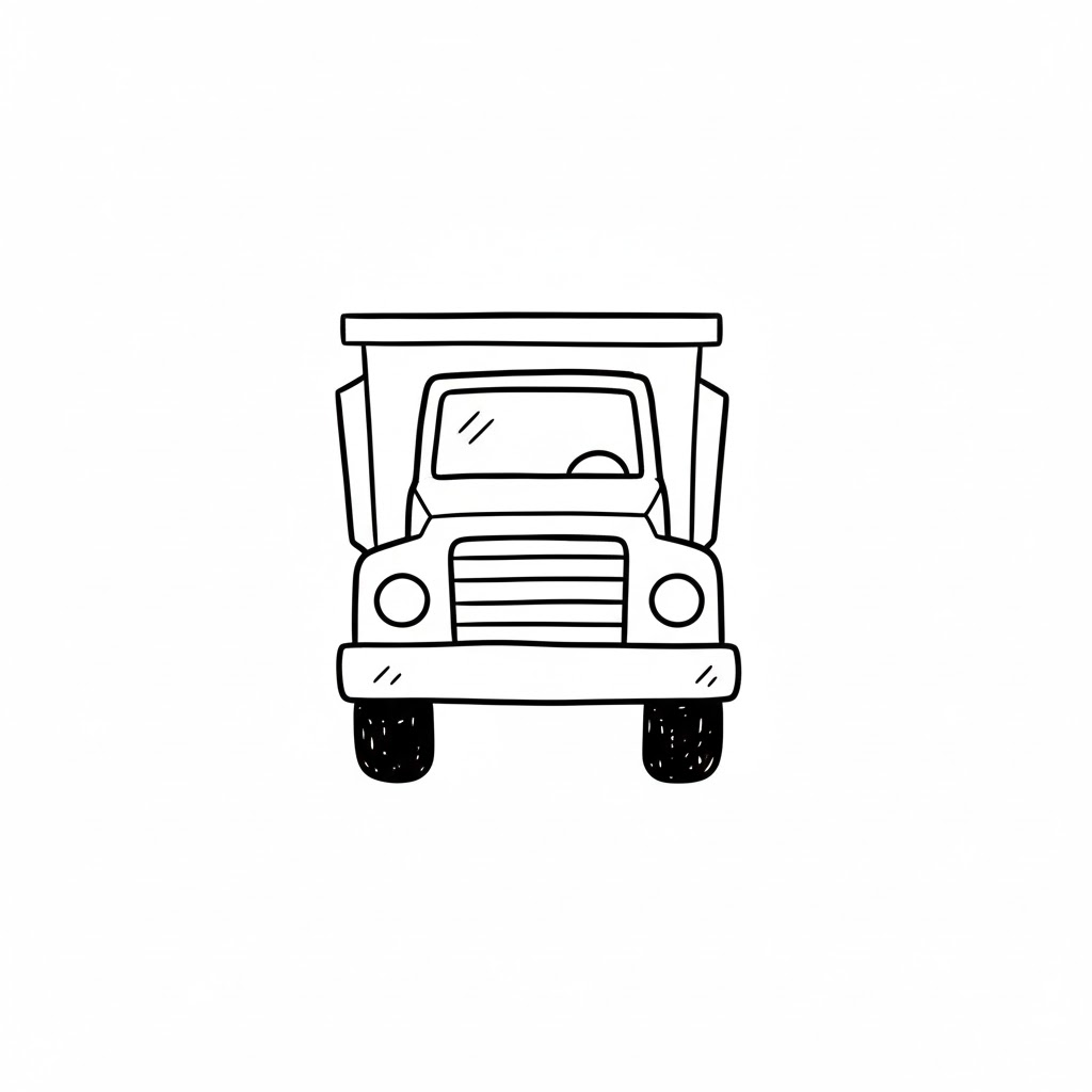 Front-View Mini Dump Truck drawing idea