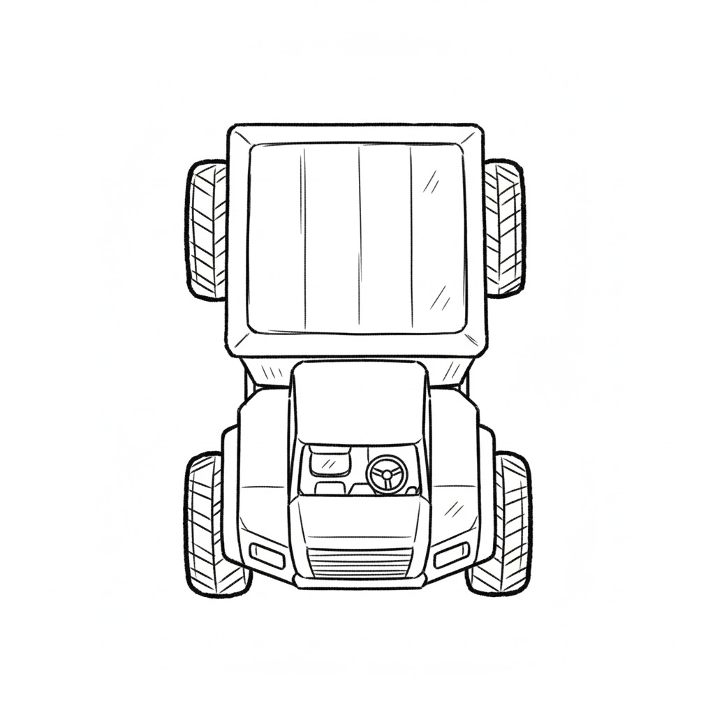 Top-Down Mini Dump Truck drawing idea