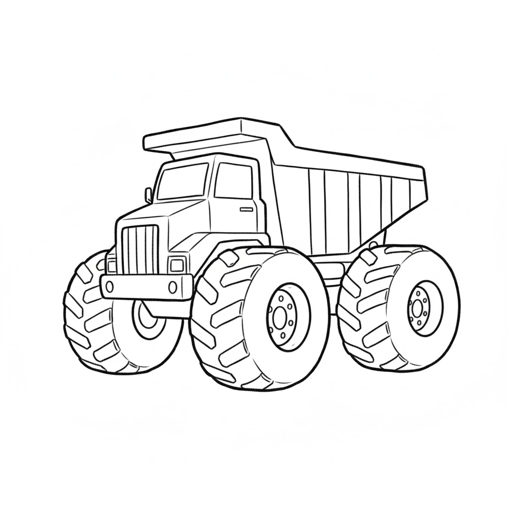 Dump Truck With Oversized Wheels drawing idea