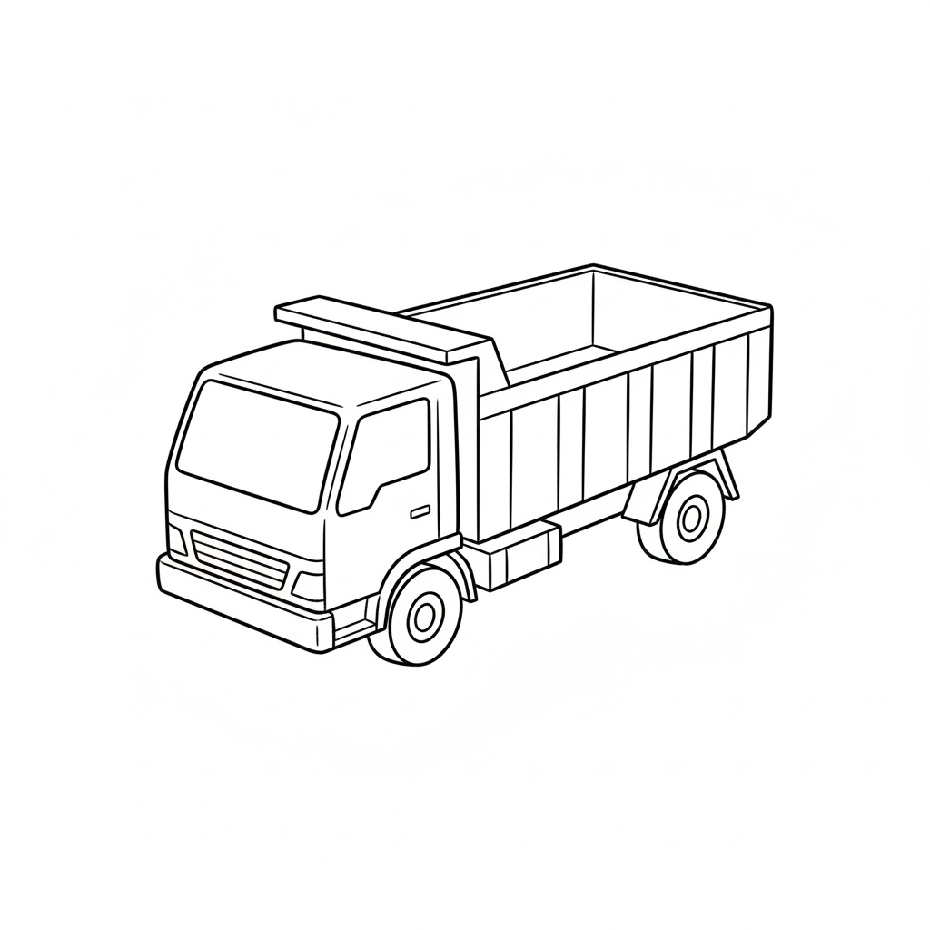 Diagonal Front-Angle Dump Truck drawing idea