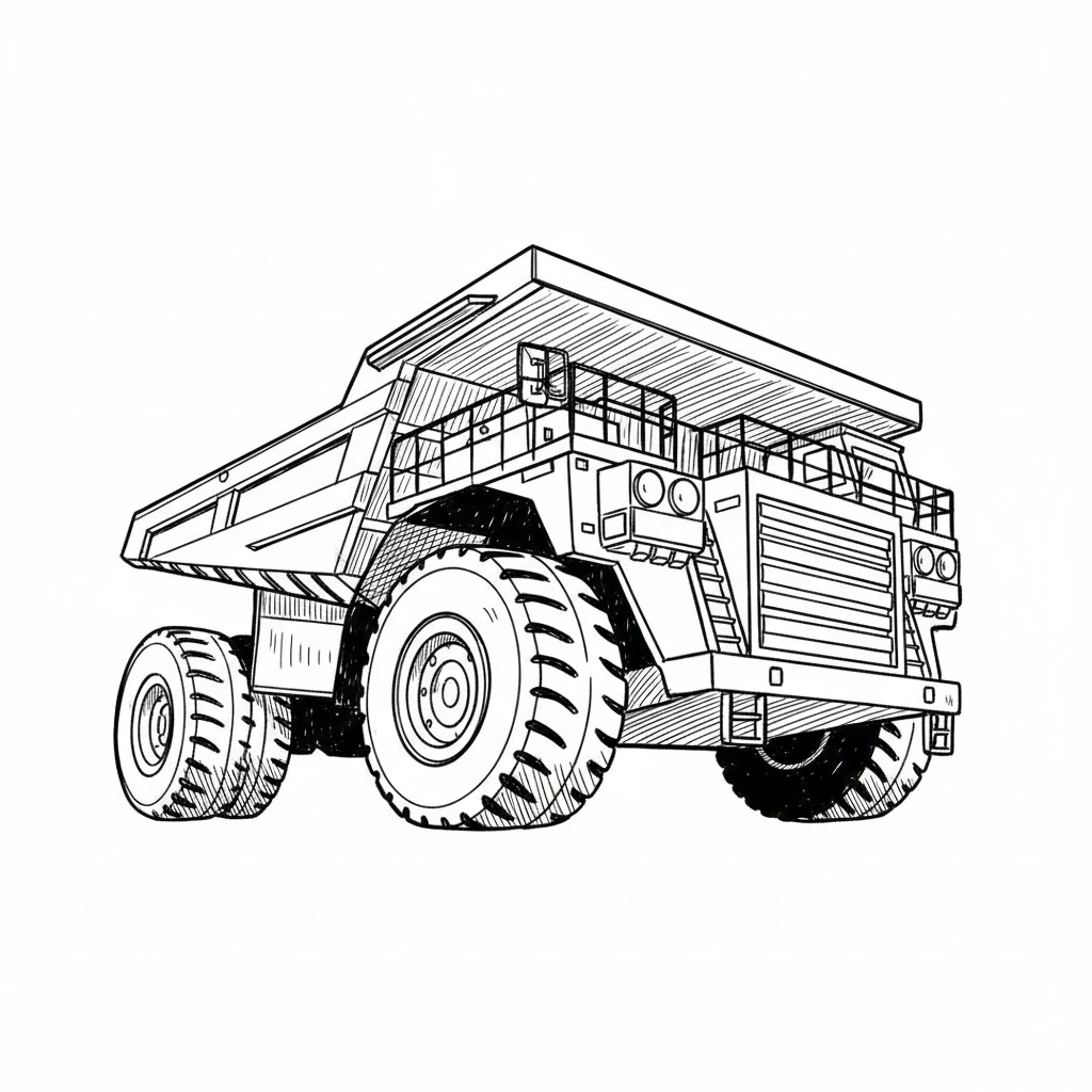 Heavy-Duty Mining Dump Truck drawing idea