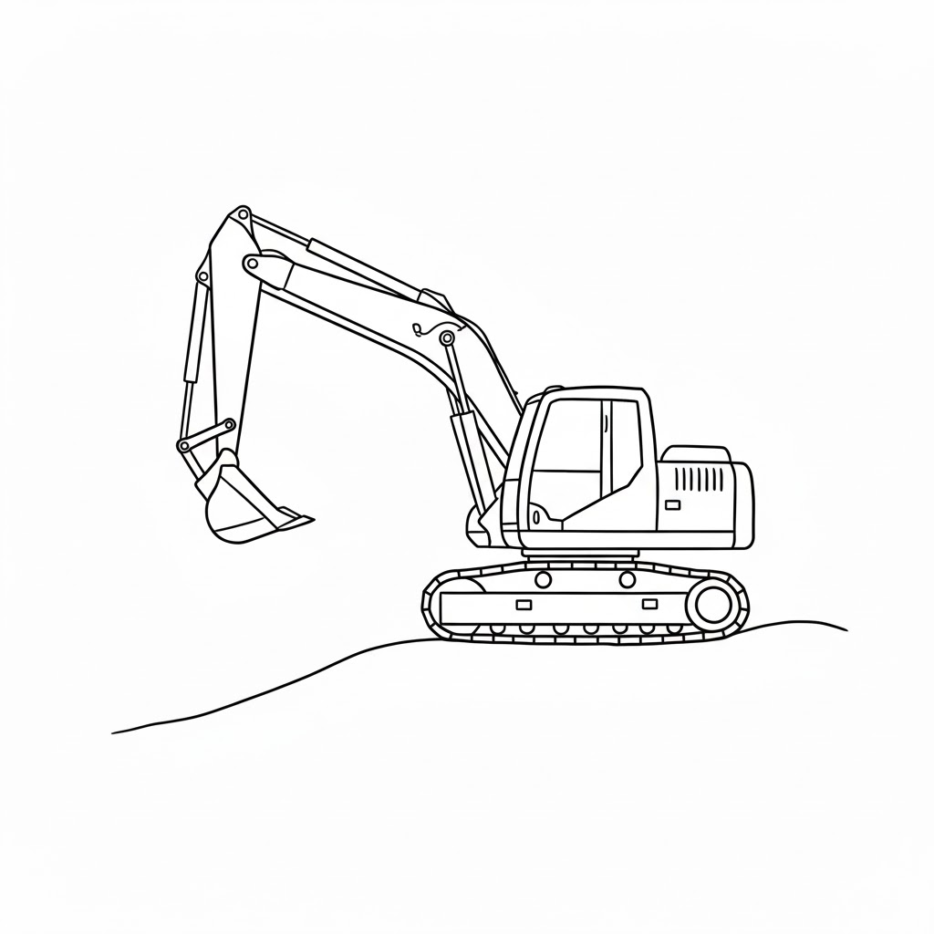 Excavator Climbing a Small Hill