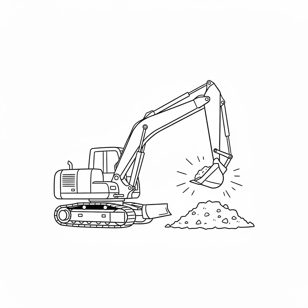 Compact Mini Excavator Digging a Mound of Dirt