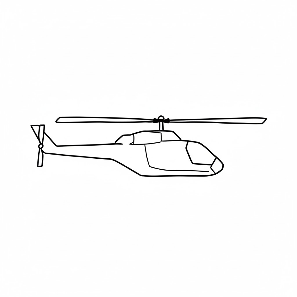 Minimalist Military Helicopter drawing idea