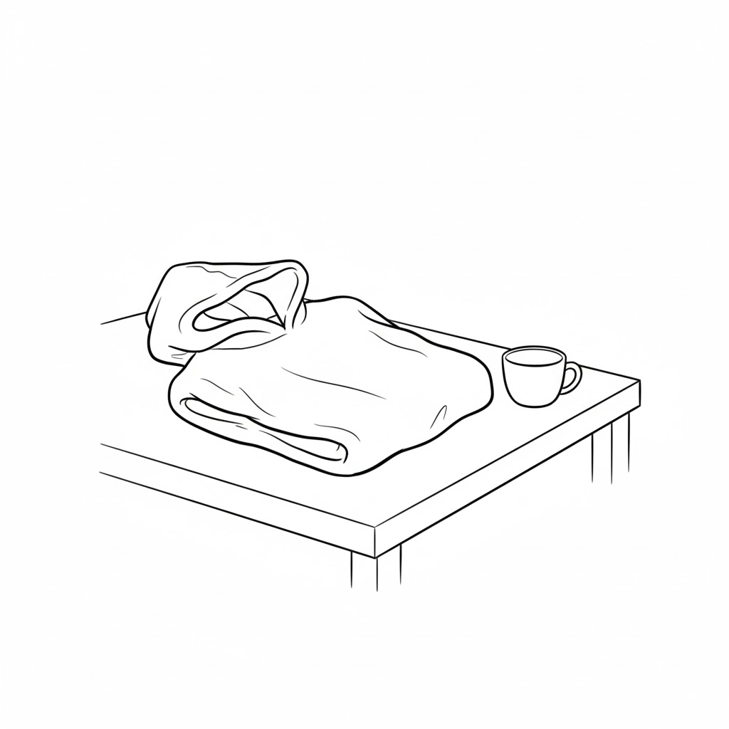 Hoodie on a Table Next to a Cup