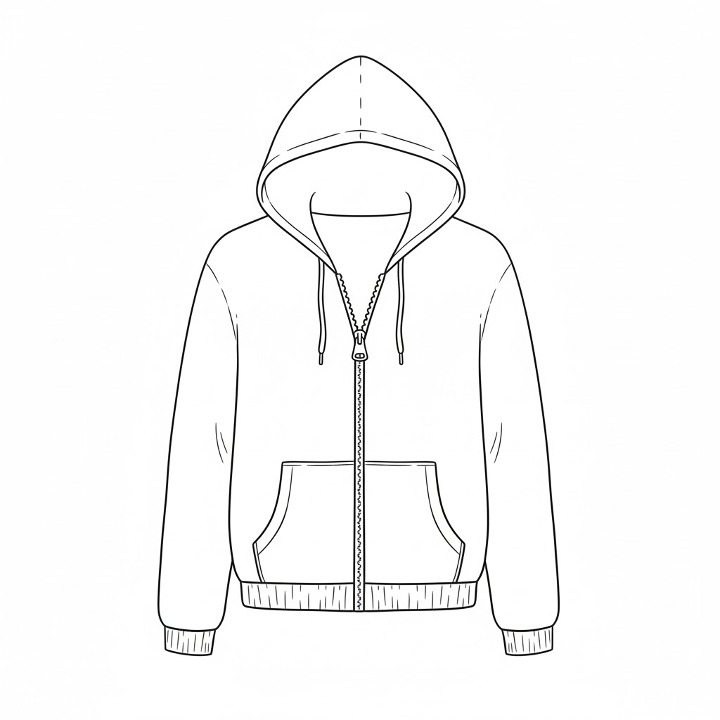 Hoodie with Zipper Half-Open
