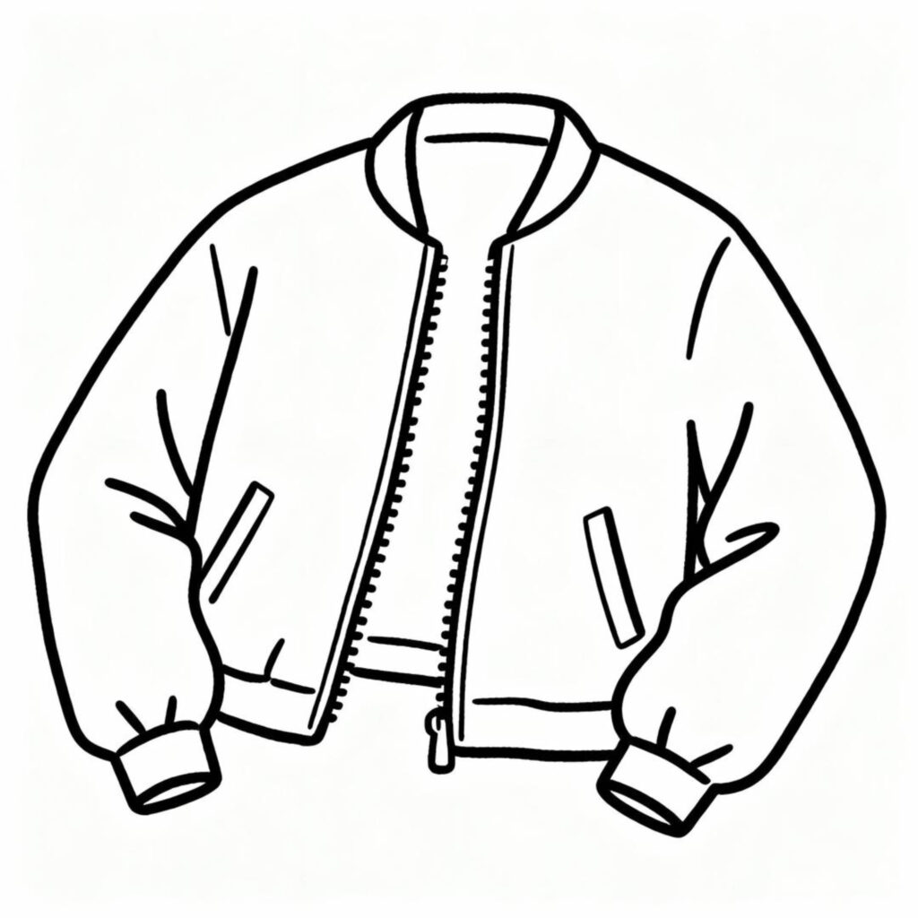 Half-Unzipped Jacket With Relaxed Sleeves