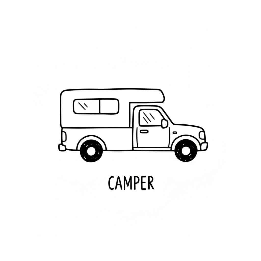 Pickup with a Camper Shell drawing idea