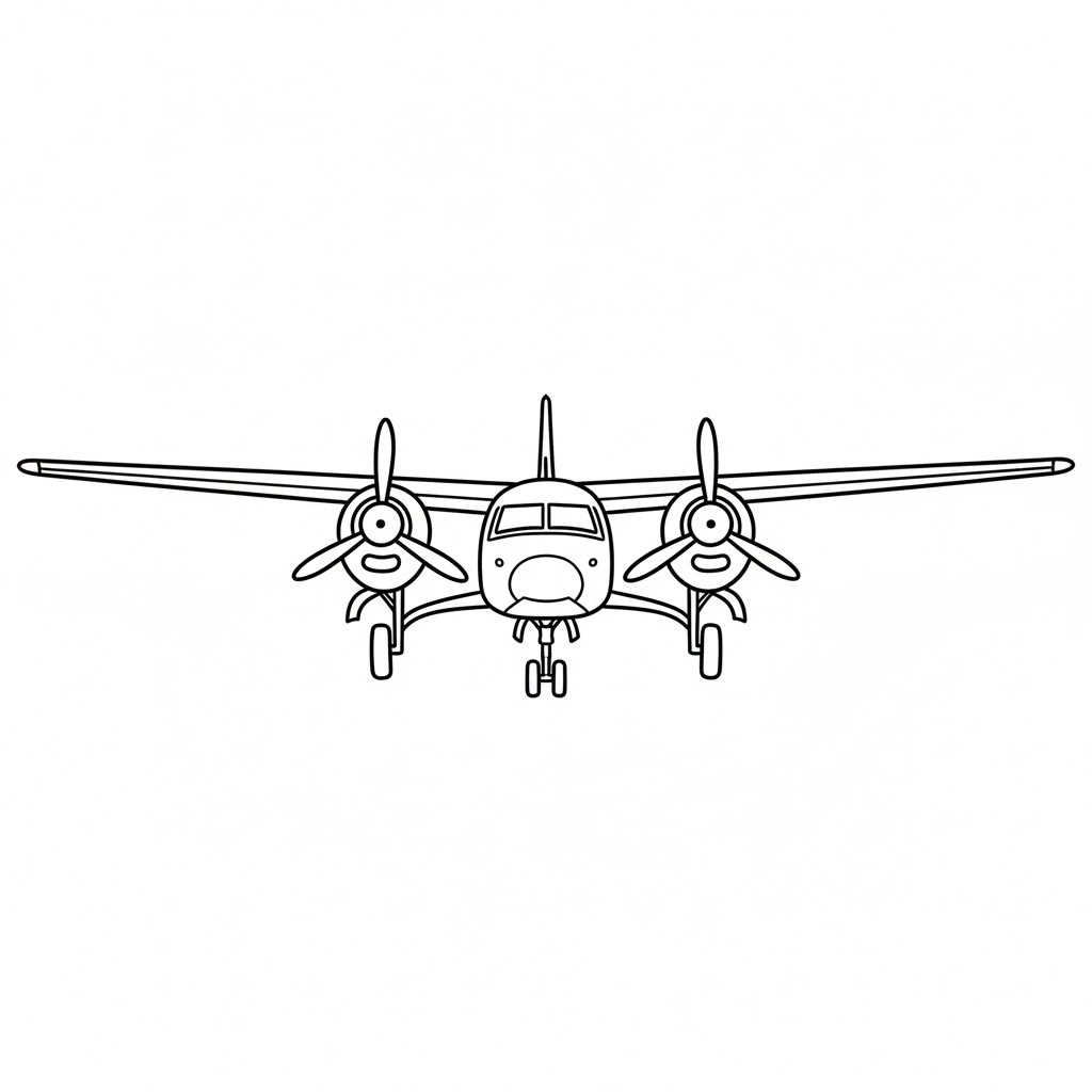 Twin-Engine Propeller Aircraft drawing idea