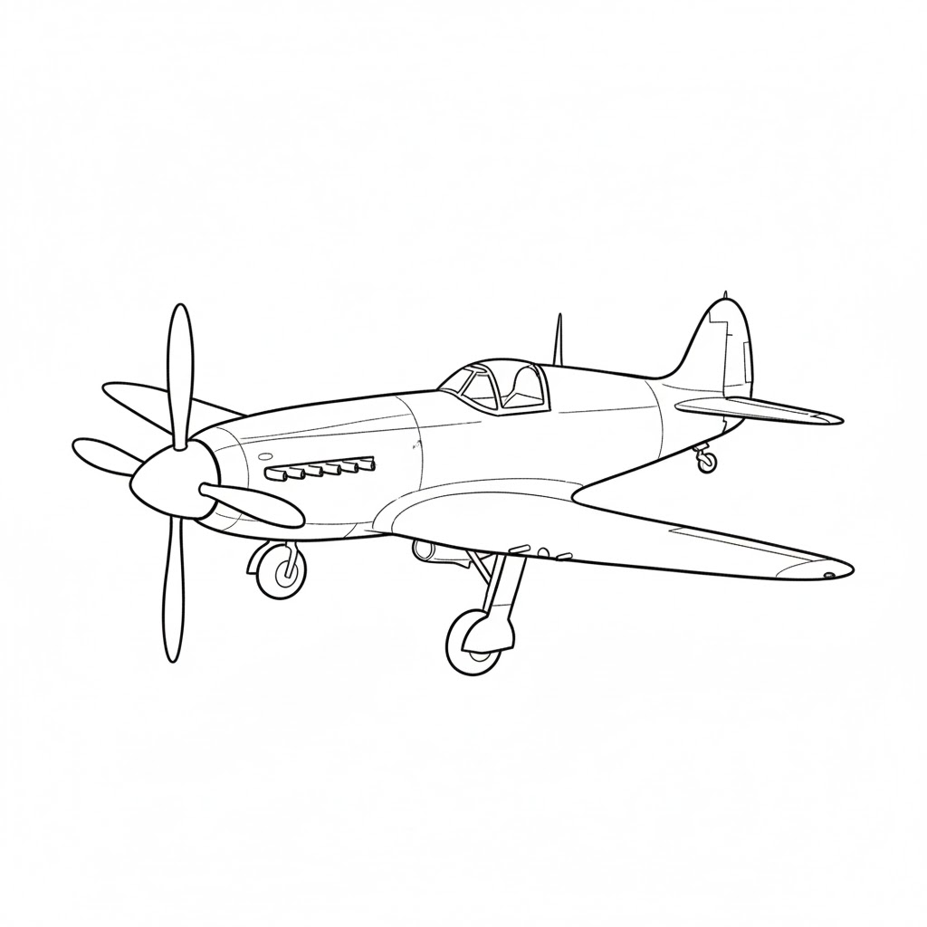 Vintage Propeller Fighter Plane drawing idea