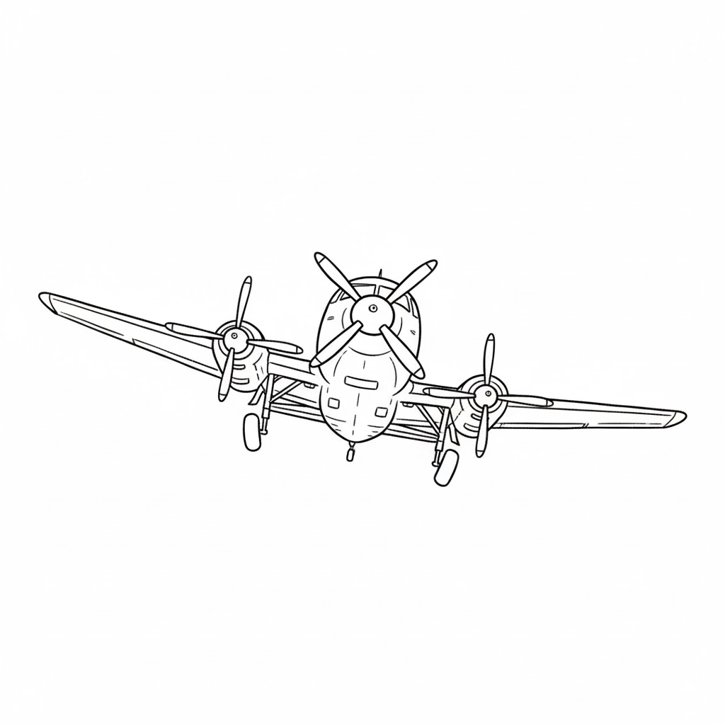 Tilted Landing Propeller Plane drawing idea