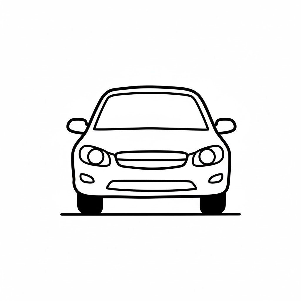 Sedan on a Road Line