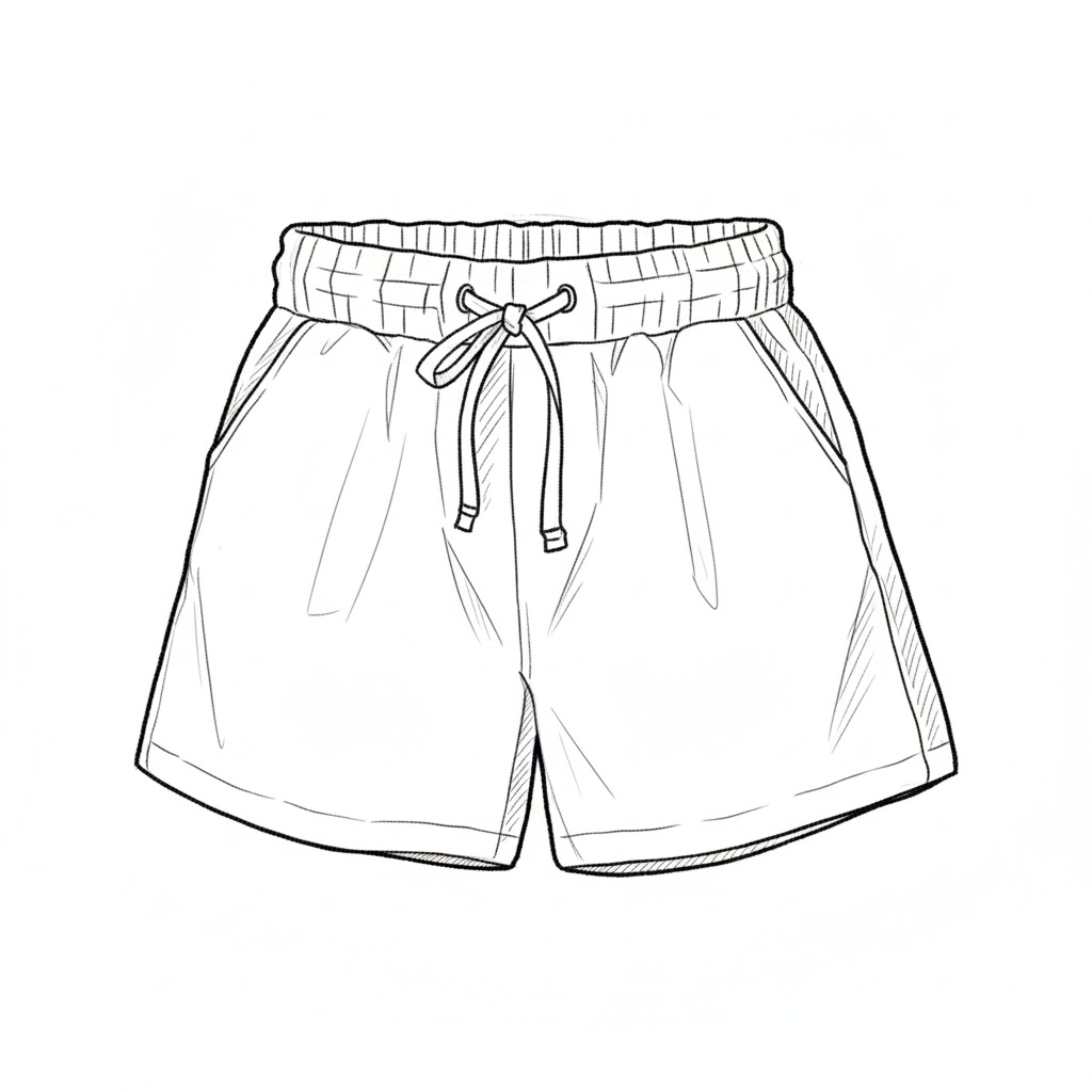 Casual Shorts with Elastic Waistband drawing idea