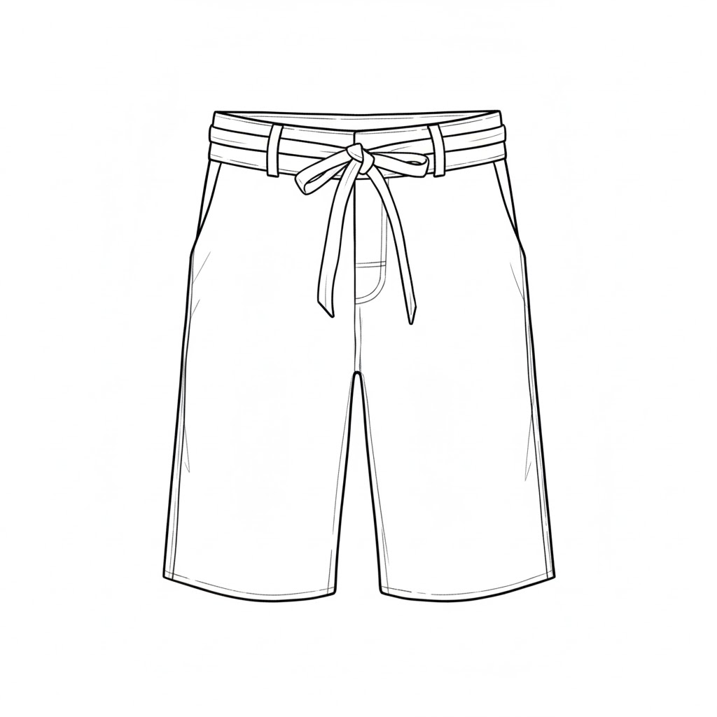 Board Shorts with Tie Belt drawing idea