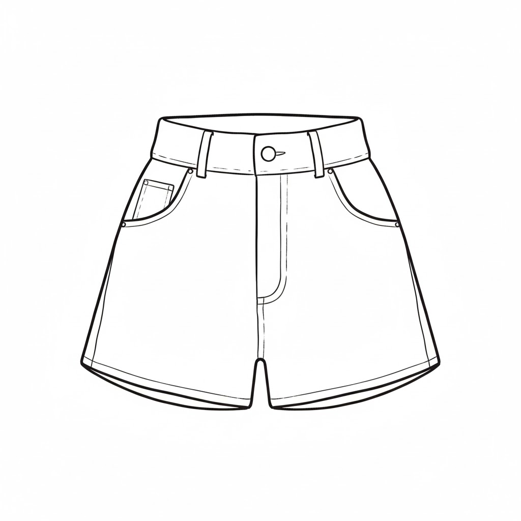 High-Waisted Shorts with Pockets drawing idea