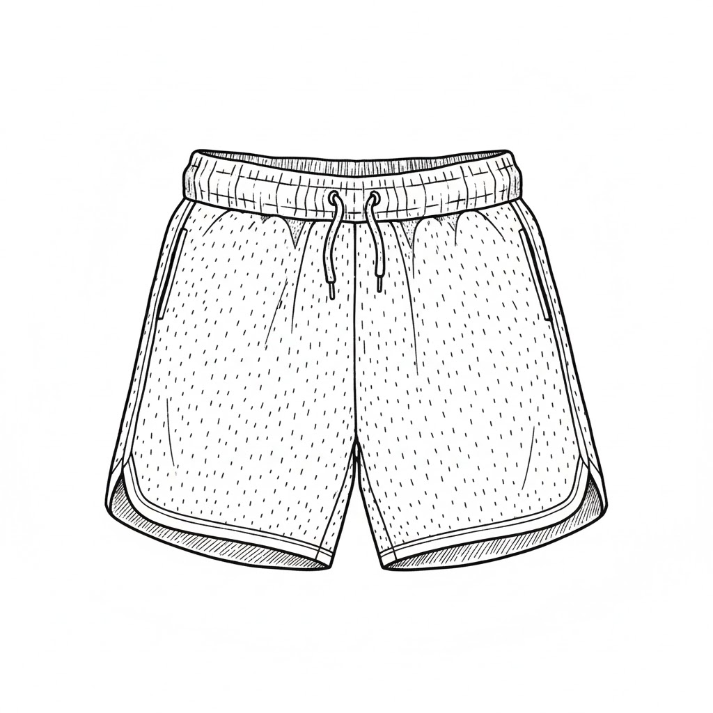 Athletic Shorts with Mesh Texture drawing idea