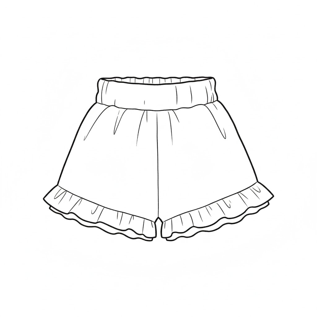 Ruffle Hem Shorts drawing idea